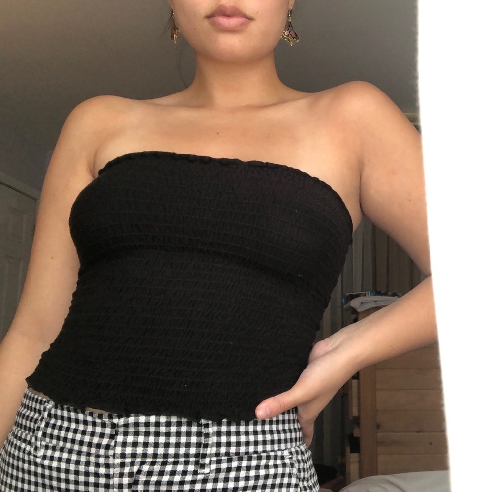 black ruched tube top
